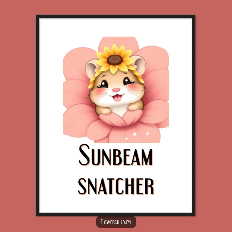 Funny Giggling Hamster Sunflower Digital Art - Instant Download for Joyful Decor