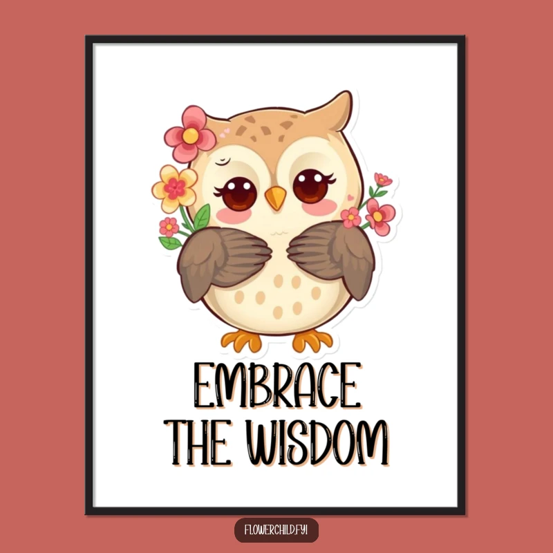 Funny Owl Digital Art - Flower Feathered Friend Printable Hug Gift