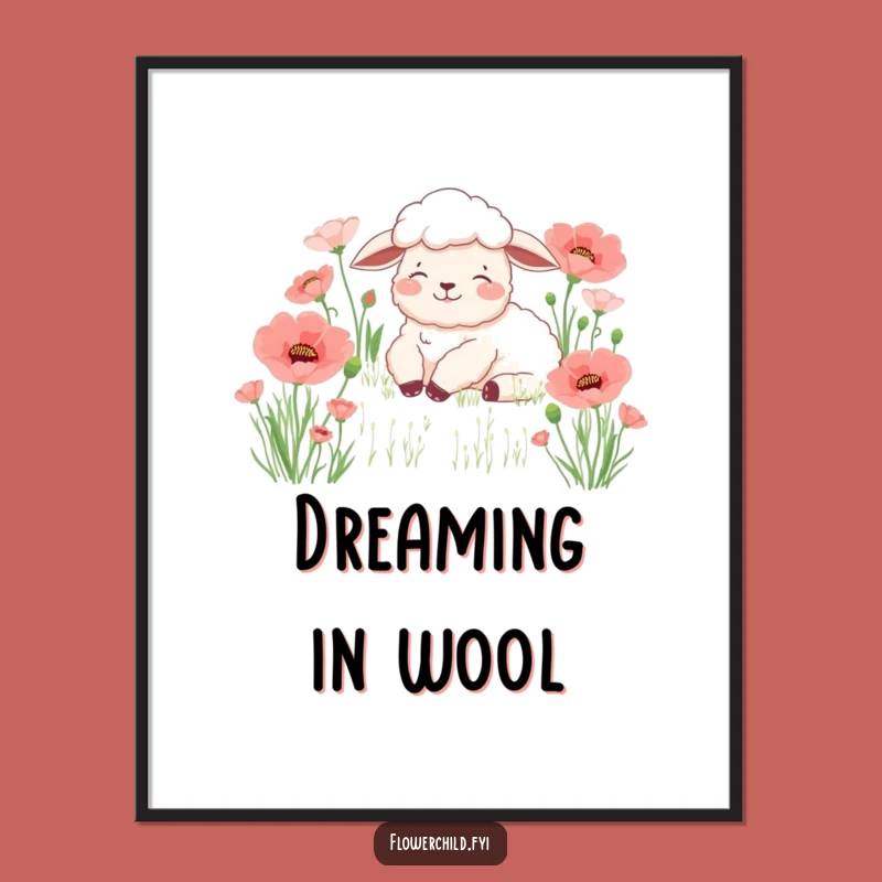 Funny Sheep Poppy Digital Art: Peaceful Print for Hilarious & Serene Decor