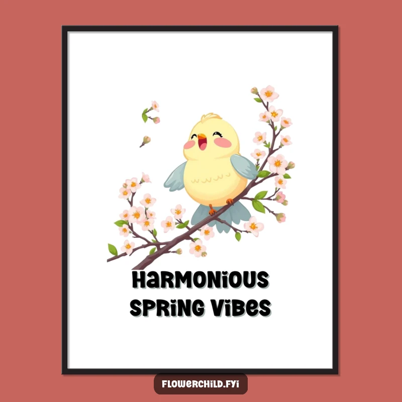 Joyful Bird Blossom Digital Print: Funny Art for Instant Cheer