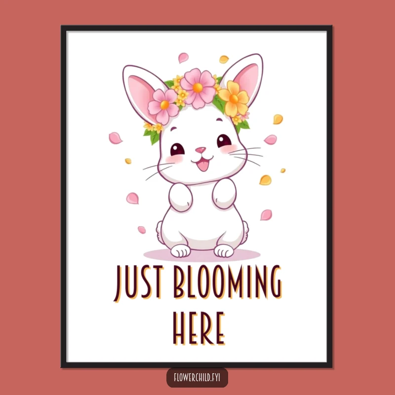Instant Funny Bunny Flower Toss Digital Print: Bring Joy Home Instantly
