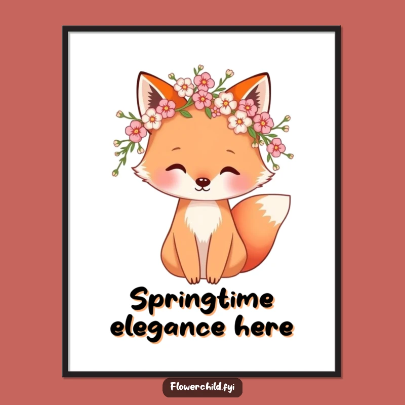 Whimsical Fox Blossom Digital Print: Funny Art for Instant Charm