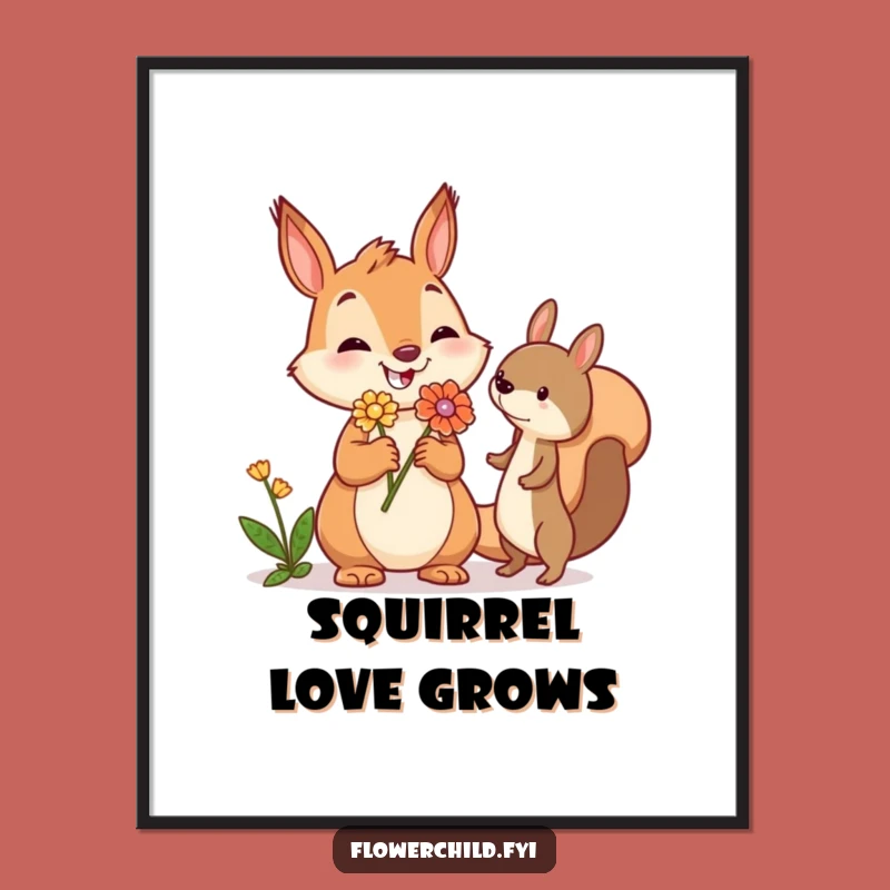 Funny Squirrel Digital Art: Jovial Offering, Instant Funny Gift Download