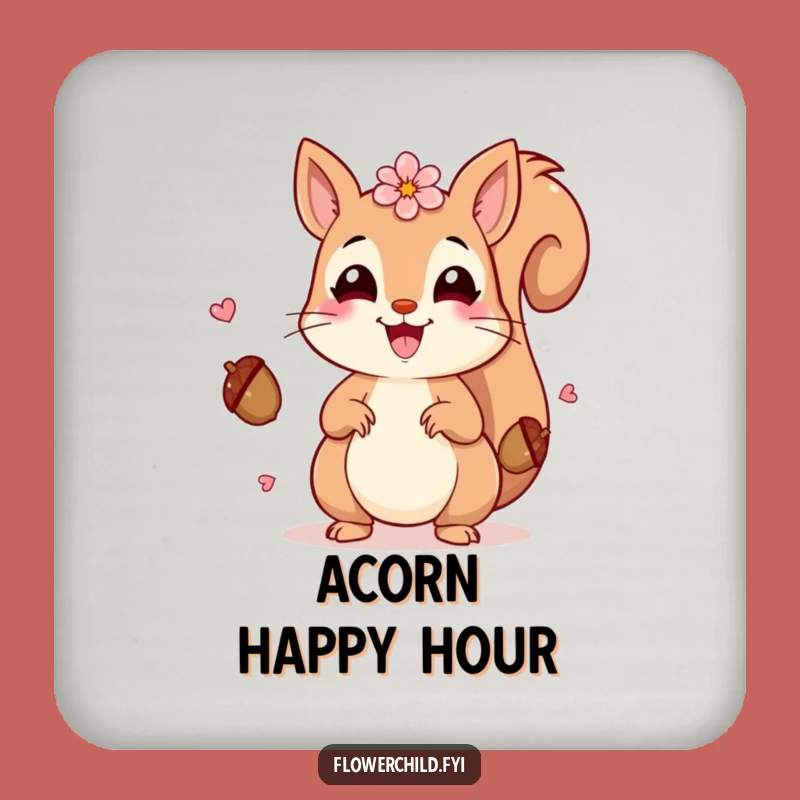 Funny Squirrel Petals Coaster: Cheerful Protection for Surfaces