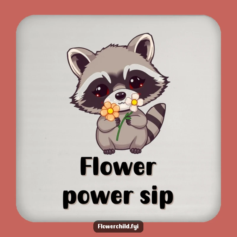 Funny Raccoon Flower Coaster: Protect with Mischievous Whimsy