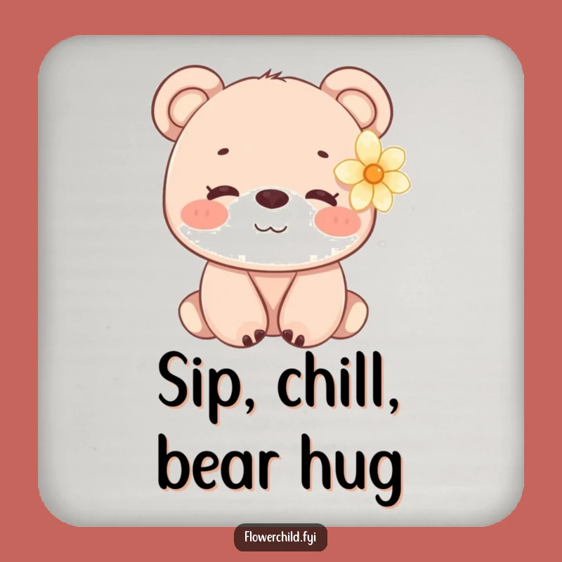 Funny Bear Cub Flower Coaster - Gentle Drink Protection Gift