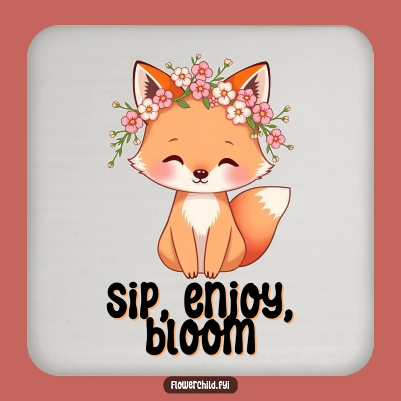 Funny Fox Blossom Coaster Set: Whimsical Protection for Your Surfaces