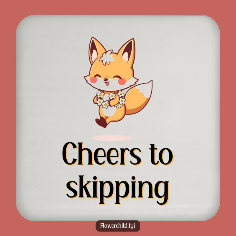 Funny Fox Daisy Chain Drink Coaster: Protect Surfaces with Cute Style