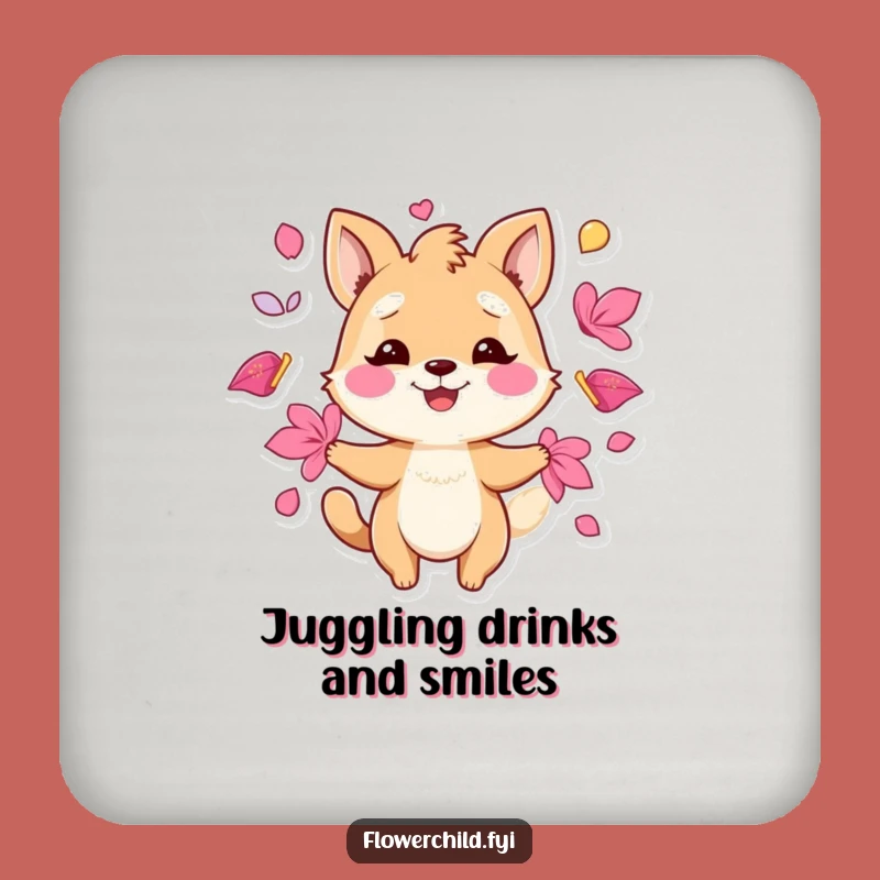 Funny Juggling Petals Animal Coaster Set: Protect Surfaces with Pizzazz