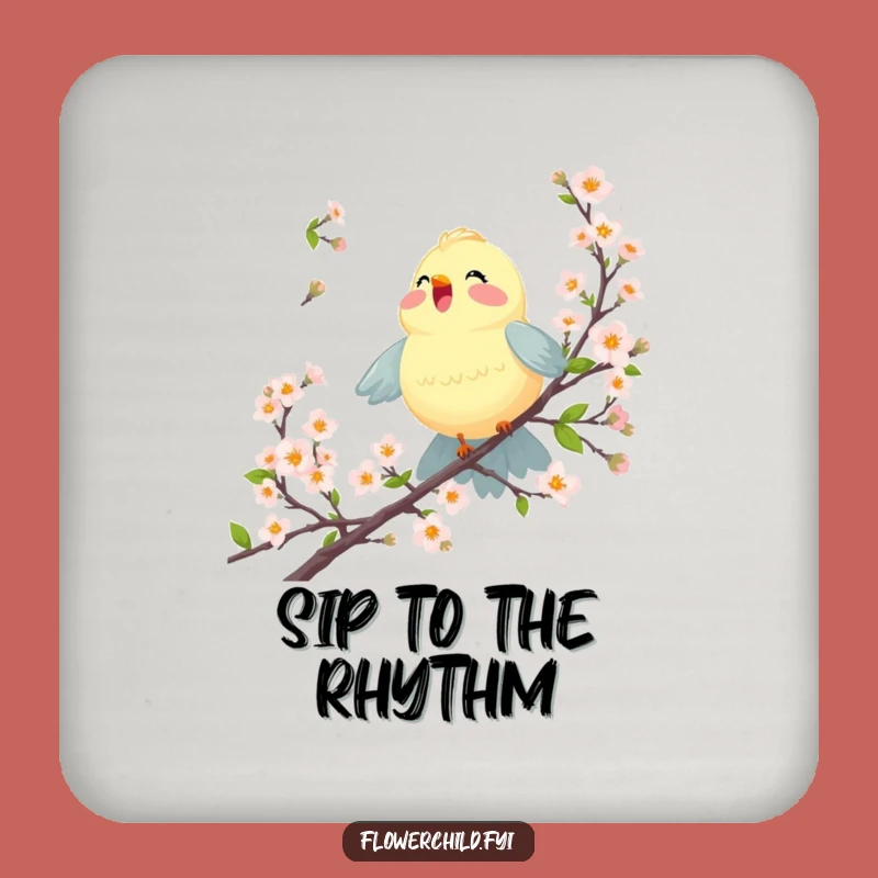 Funny Bird Blossom Coaster Set: Cheerful Protection for Your Table