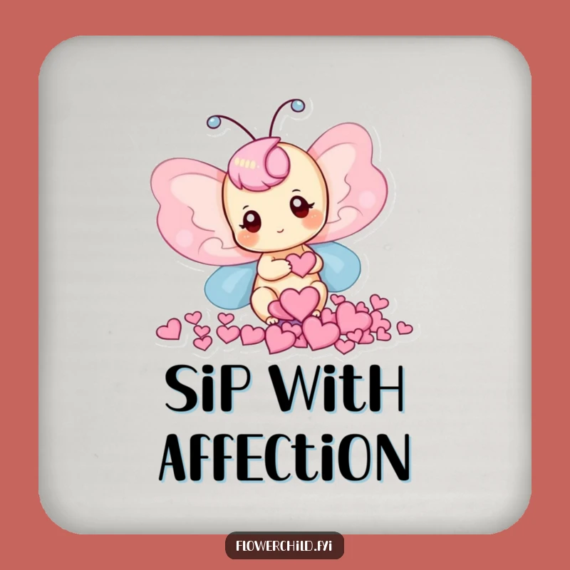 Funny Butterfly Hearts Coaster: Protect Surfaces, Sweet Funny Gift!