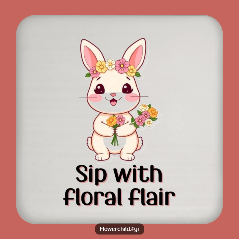 Funny Rabbit Flower Coasters: Protect Surfaces with Cute Charm - A Sweet Funny Gift!