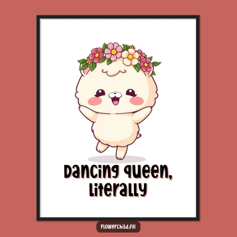 Funny Fluffy Animal Flower Crown Dancing Poster: Bring Vibrant Joy Home
