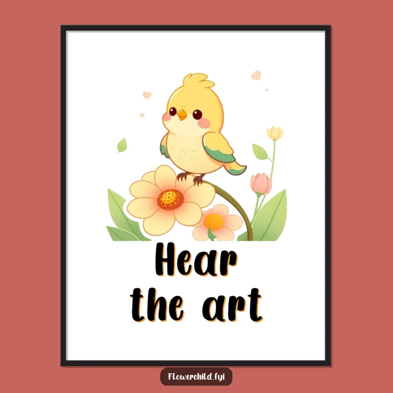 Funny Bird Singing Flower Poster: Wall Art That Sings with Joy, Perfect Funny Gift