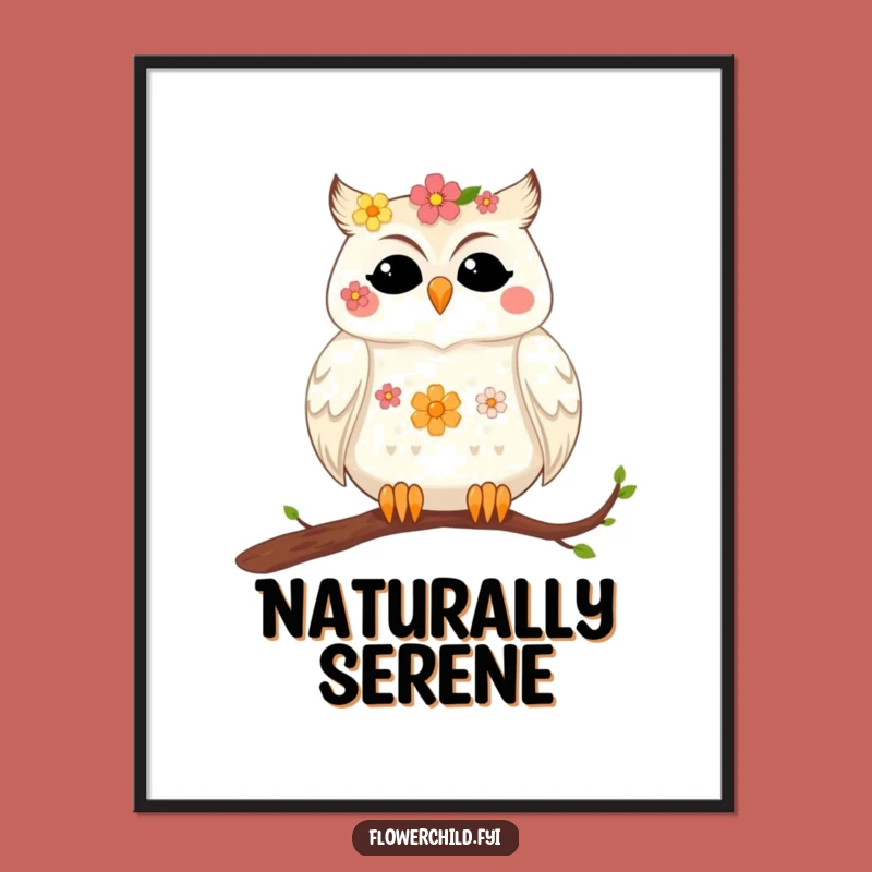 Funny Contented Owl Poster - Serene Wall Art for Bird Enthusiasts