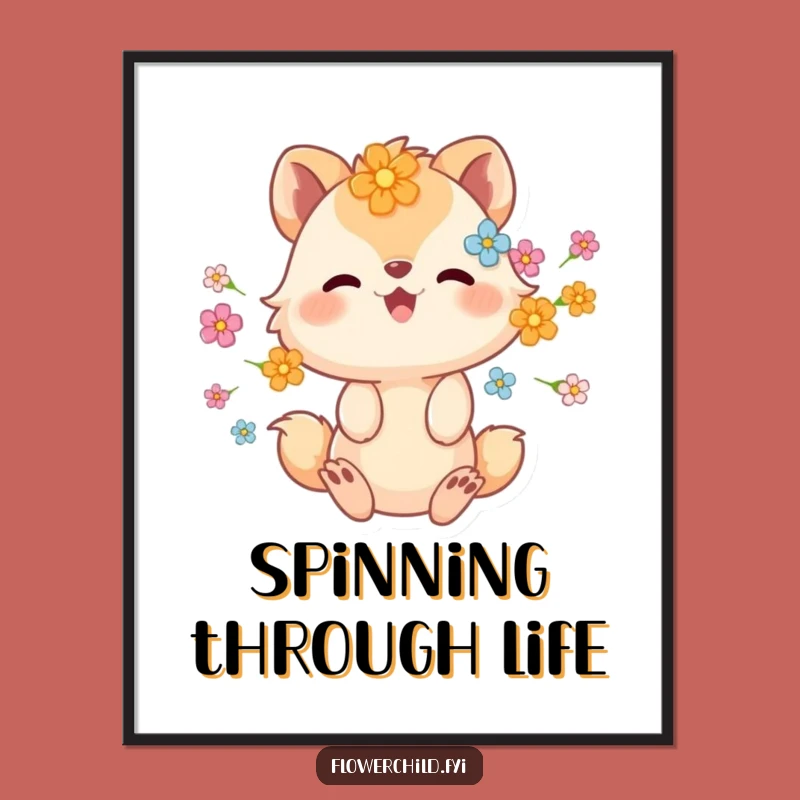 Funny Floral Animal Spinning Poster: Bring Joyful Art Home