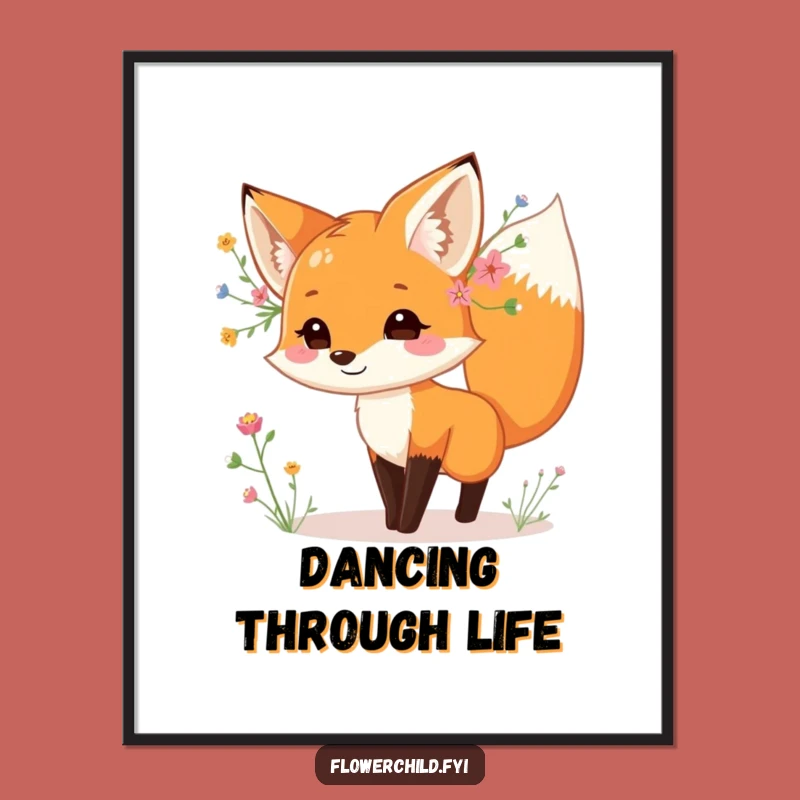 Funny Fox Wildflower Dance Poster - Bring Playful Art Home
