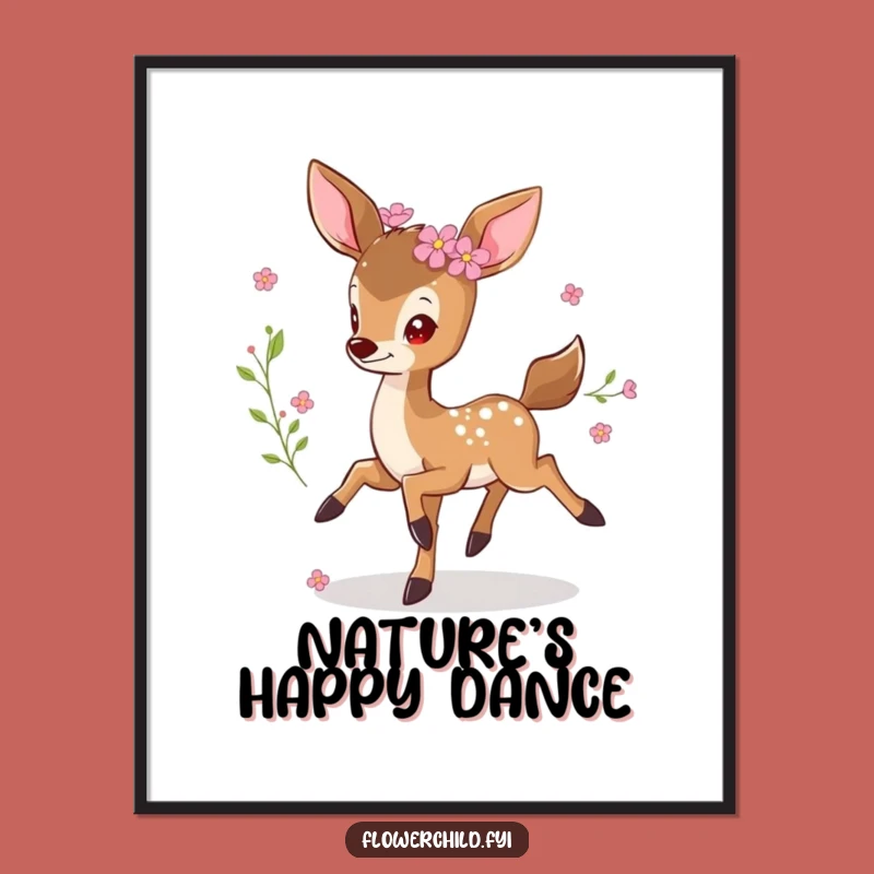 Funny Prancing Deer Poster: Whimsical Wall Art for a Hilarious Nature Vibe
