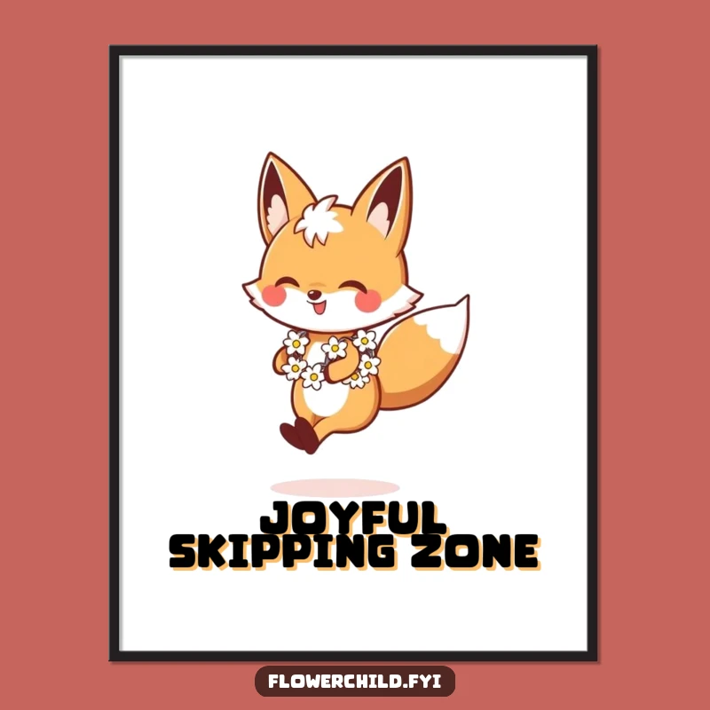 Funny Fox Daisy Chain Poster: Bring Lively Art to Your Walls