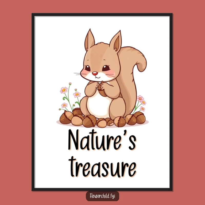 Funny Squirrel Art Print: Whimsical Woodland Decor Gift for Walls