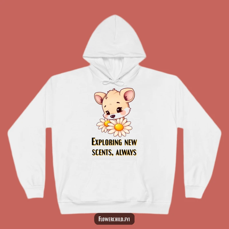 Cozy Funny Curious Animal Daisy Sniffing Hoodie: Embrace Whimsical Comfort