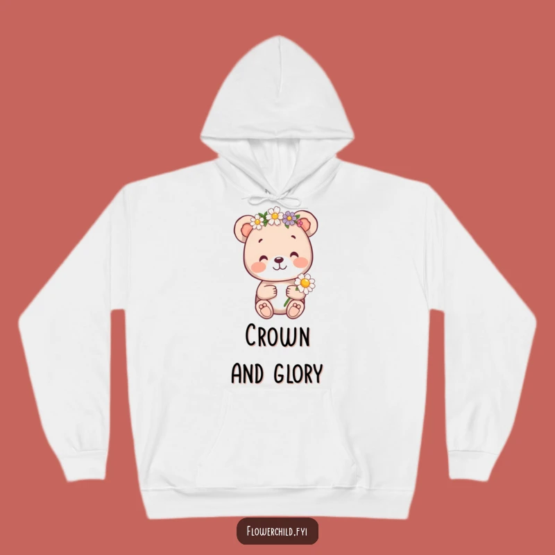 Funny Bear Cub Flower Crown Hoodie - Cozy Nature Lover Gift