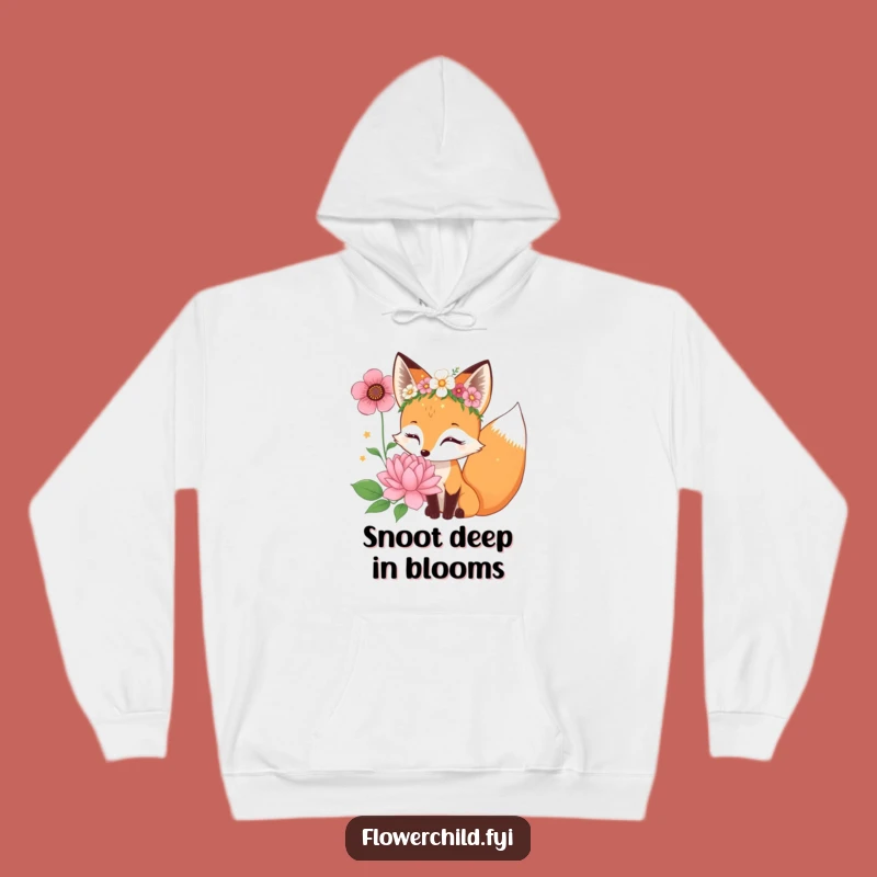 Funny Fox Flower Crown Hoodie: Cozy Curious Bloom Wear