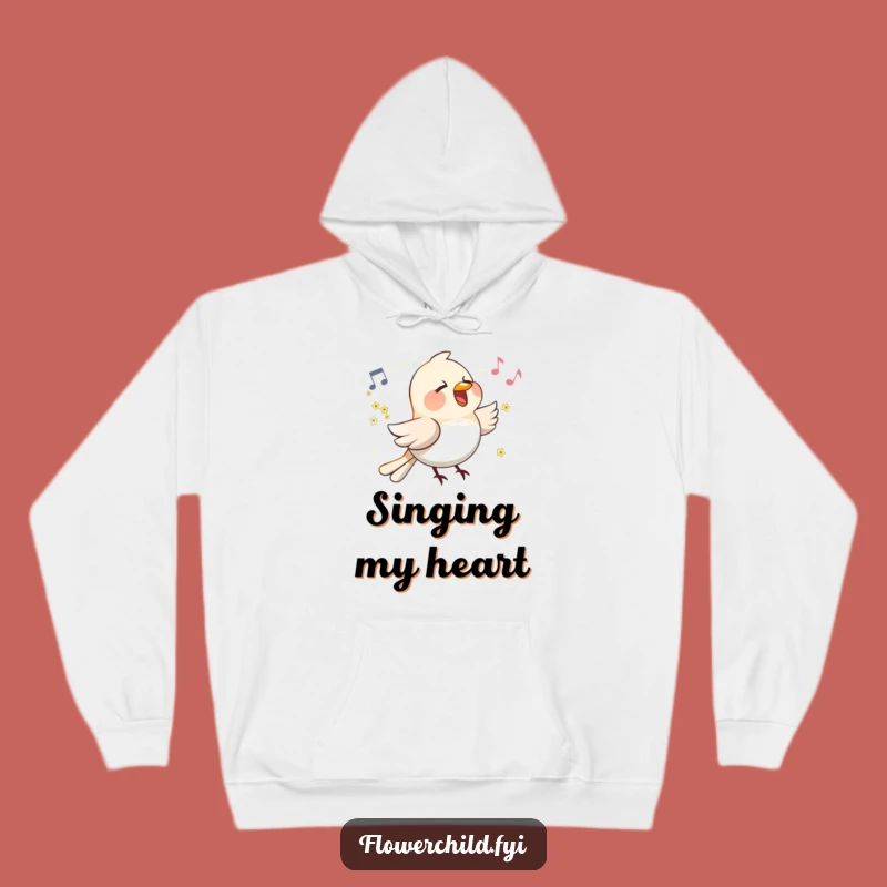 Funny Singing Bird Flower Wings Hoodie: Cozy Melody Maker, Warm Funny Gift for Comfort