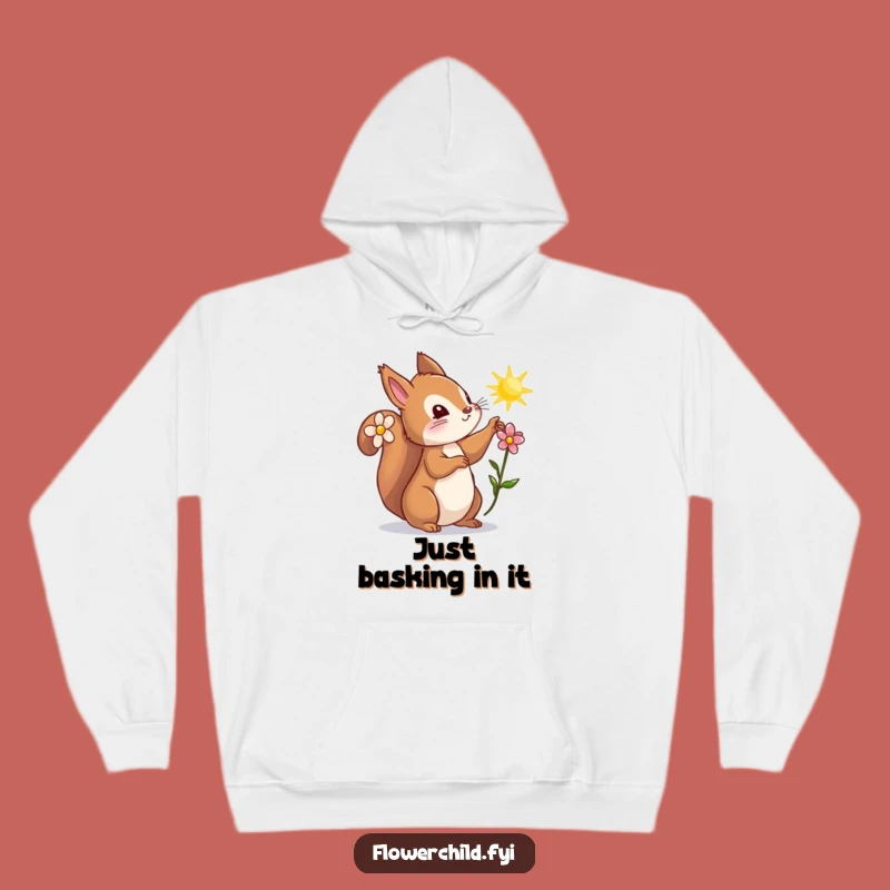 Funny Curious Squirrel Flower Hoodie - Cozy Nature Lover Gift