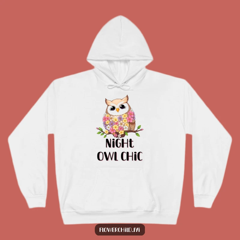 Funny Contented Owl Flower Boa Hoodie - Cozy & Whimsical Bird Apparel