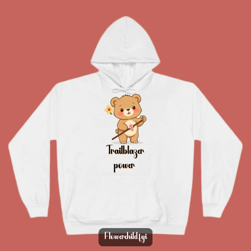 Funny Proud Bear Cub Walking Stick Hoodie - Cozy Woodland Explorer Gift