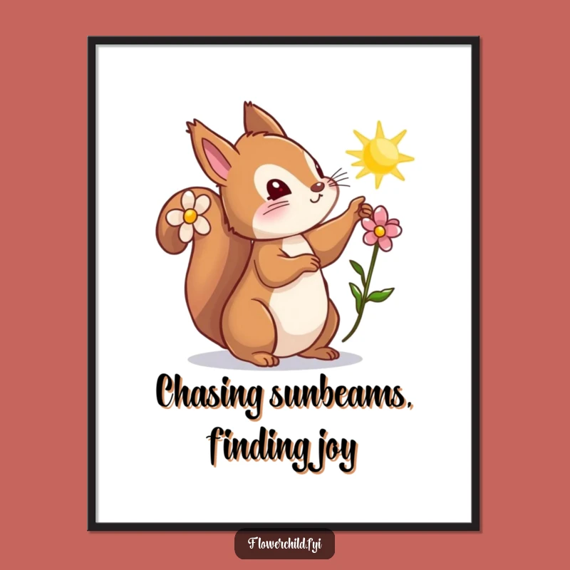 Free Printable Wall Art: Curious Squirrel Sunbeam - Funny Downloadable Art for Room Decor