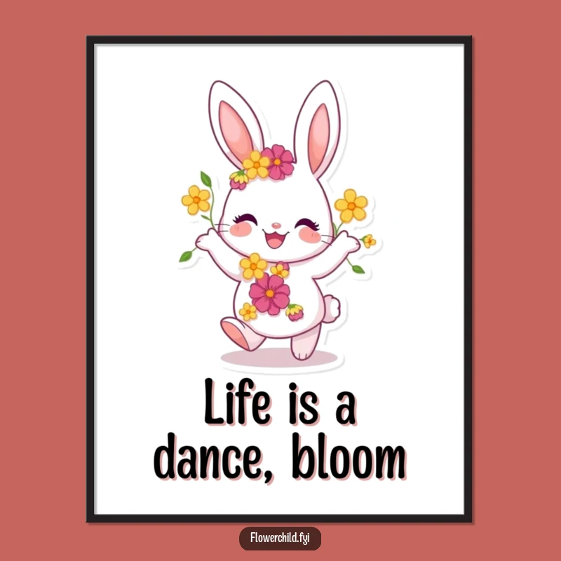 Free Printable Bunny Wall Art: Joyful Dance for a Whimsical Downloadable Decor
