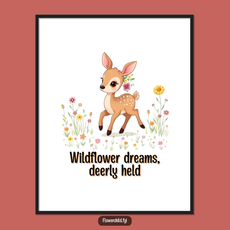 Free Printable Wall Art: Deer Wildflowers Whimsical Downloadable Decor