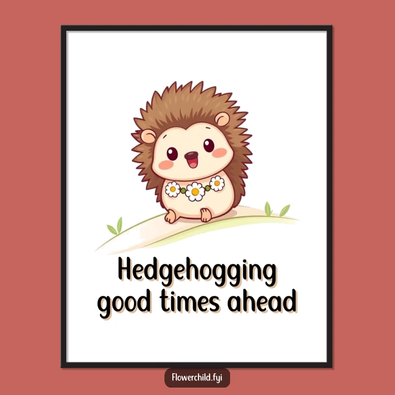 Free Printable Wall Art: Funny Hedgehog Rolling Downhill Decor!