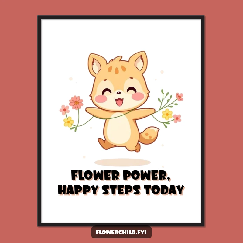 Free Printable Wall Art: Skipping Flower Animal - Cheerful Downloadable Decor!