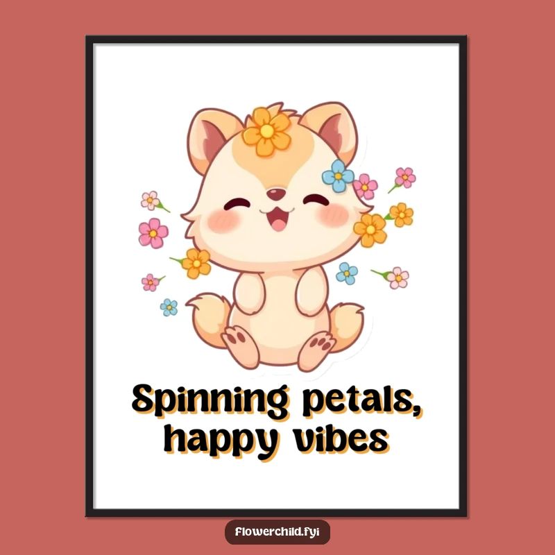 Free Printable Wall Art: Spinning Flowery Animal, Joyful Art, Funny Decor