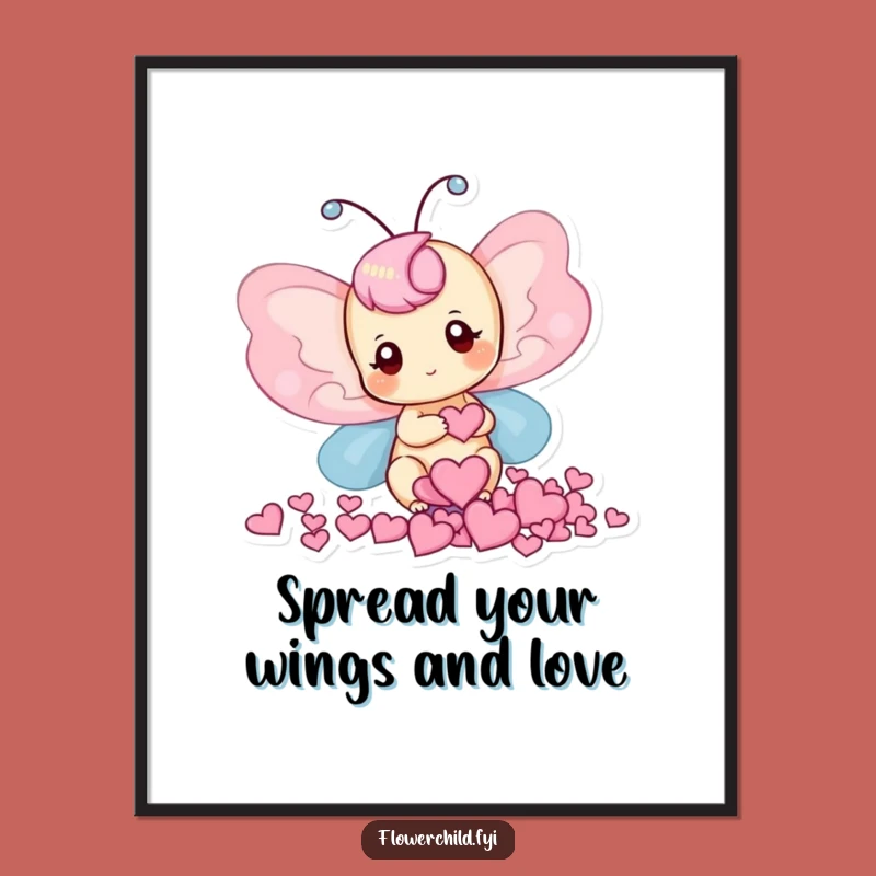 Free Printable Butterfly Wall Art: Funny Love Heart Petals Decor Downloadable