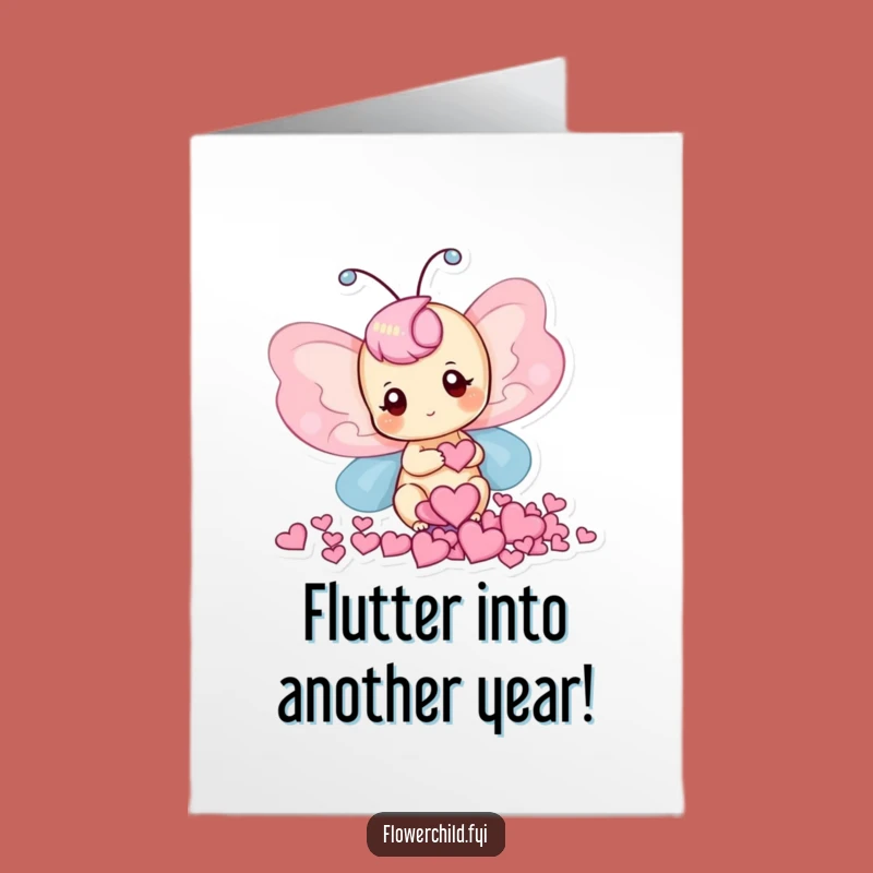 Free Printable Butterfly Birthday Card: Funny Love Heart Petals Downloadable