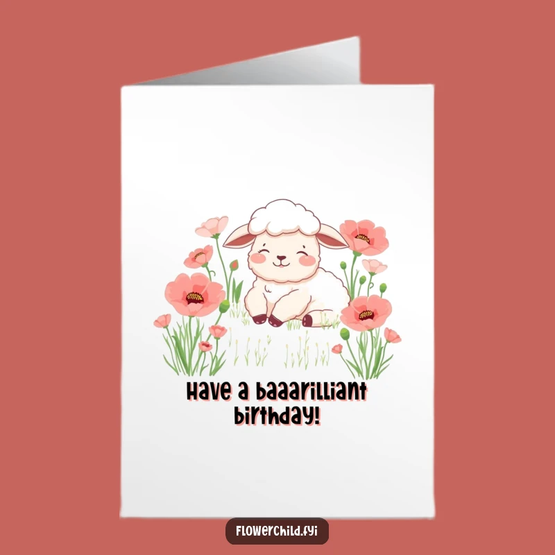 Free Printable Peaceful Sheep Birthday Card - Downloadable Relaxing Fun!