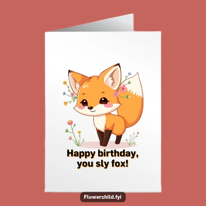 Free Printable Birthday Card: Playful Fox Dances, Fun Downloadable Gift