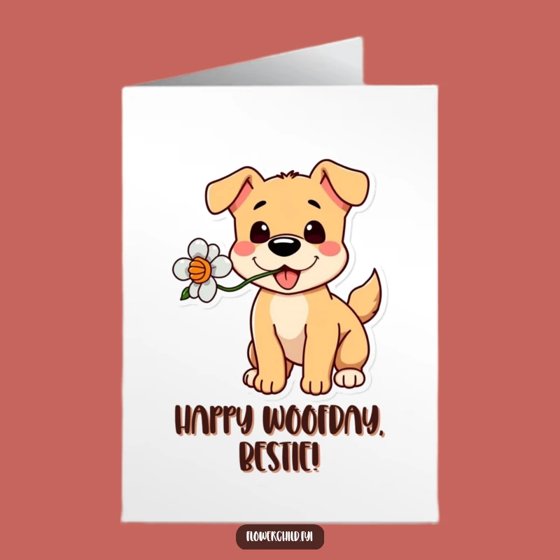 Playful Dog Flower Free Printable Birthday Card - Joyful DIY Downloadable Gift