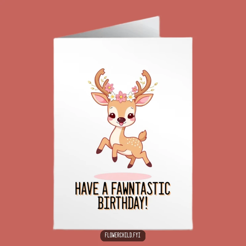 Free Printable Deer Birthday Card - Floral Antler Joyful Prance