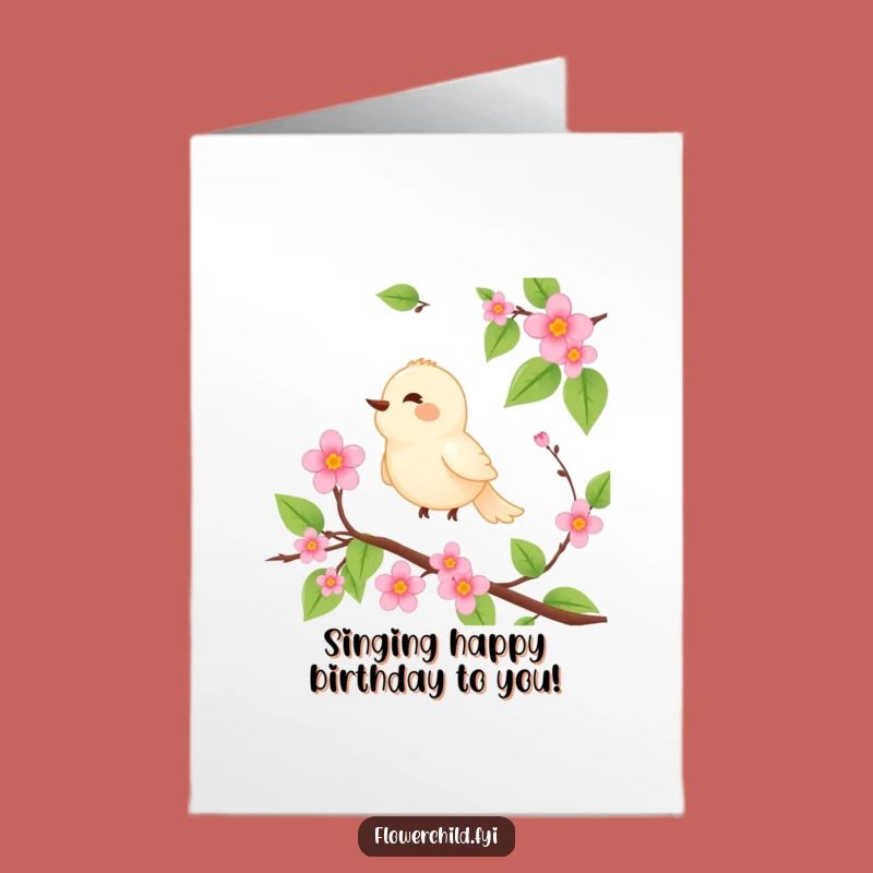 Free Printable Birthday Card: Serene Bird Vine, Funny Download Gift