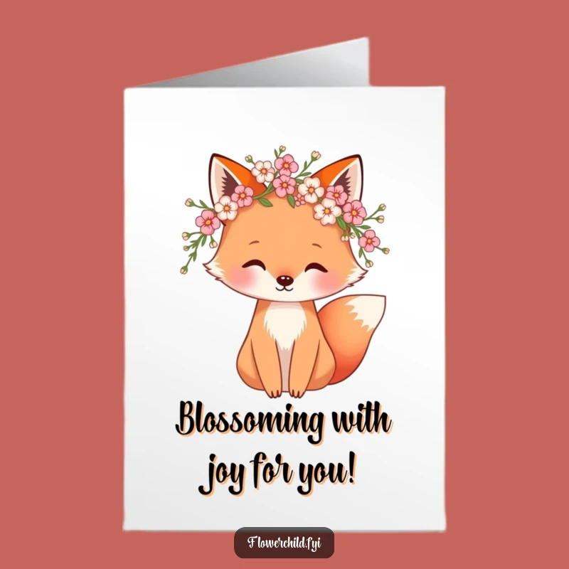 Free Printable Congrats Card: Whimsical Fox Blossoms Funny Downloadable Gift