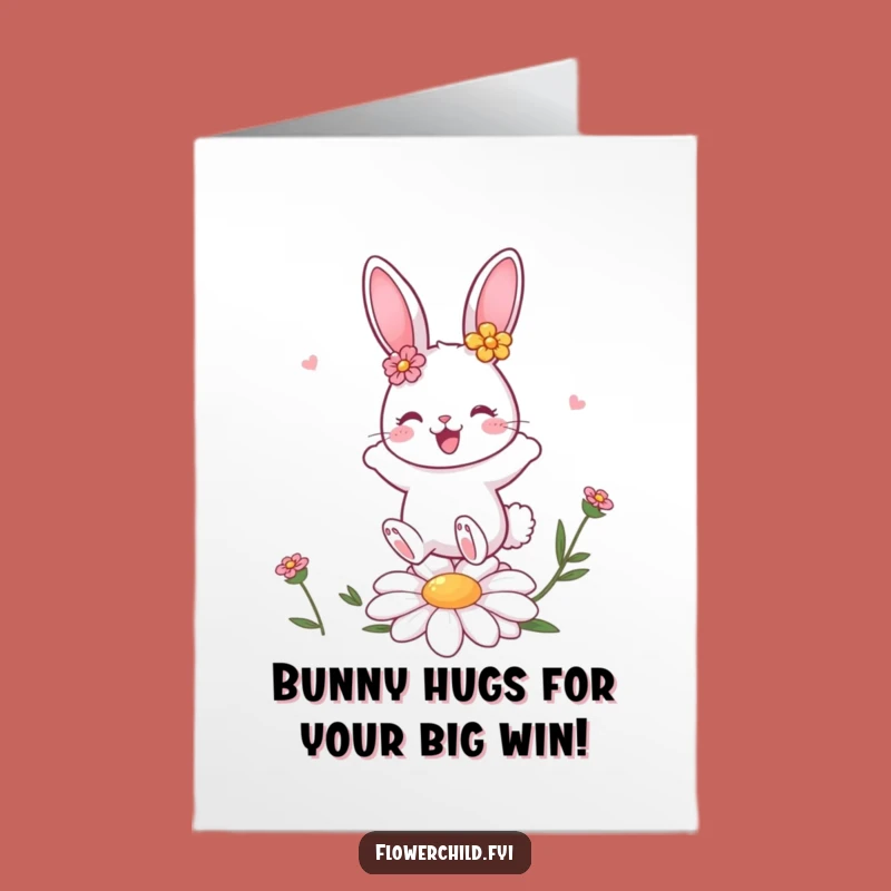 Free Printable Bunny Card: Celebrate with a Flower Bunny! Perfect Funny Downloadable Gift.