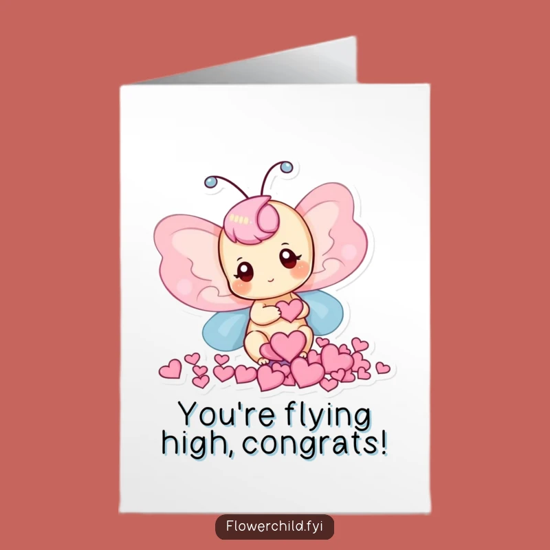 Free Printable Butterfly Congrats Card: Funny Love Heart Petals Downloadable