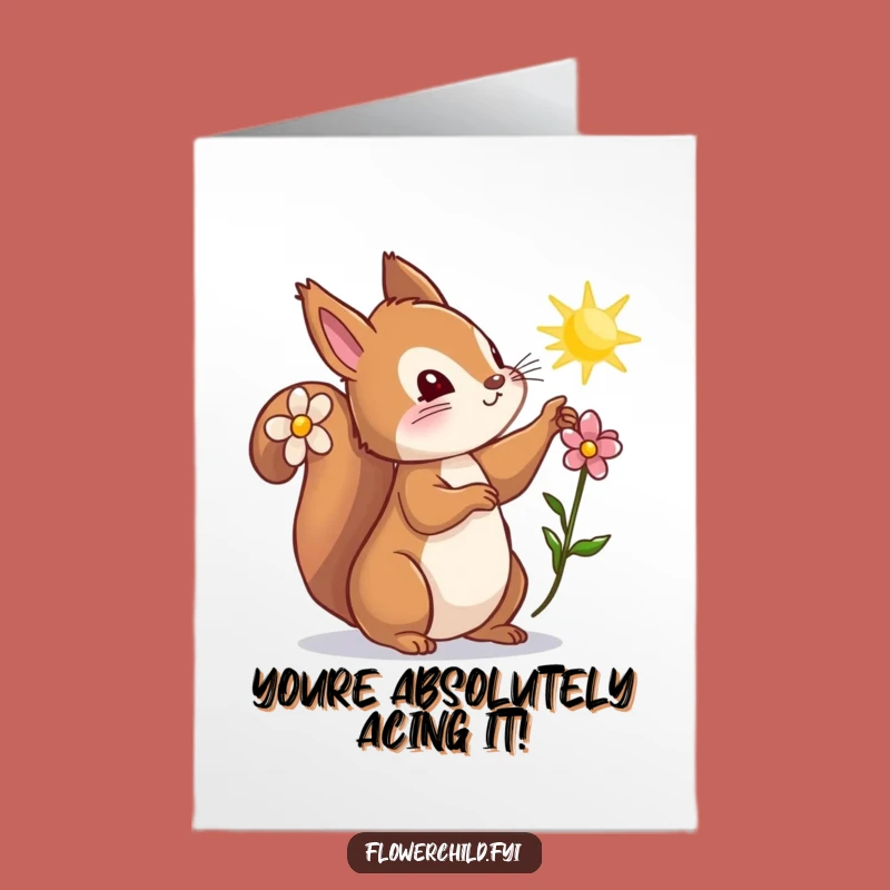 Free Printable Congrats Card: Curious Squirrel Sunbeam Design - Funny Downloadable Gift
