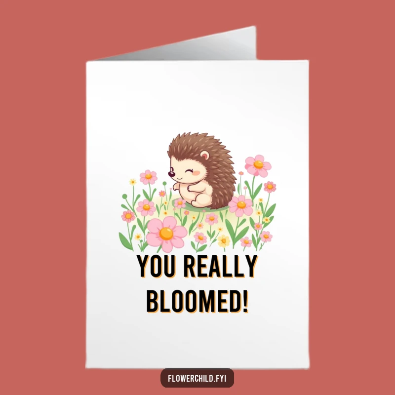 Free Printable Congrats Card: Funny Hedgehog Rolling, Easy DIY Downloadable Gift