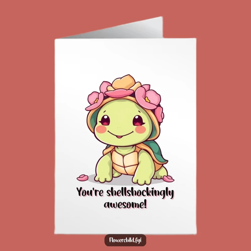 Free Printable Congrats Card: Petal Turtle Humor for Cheerful Achievements